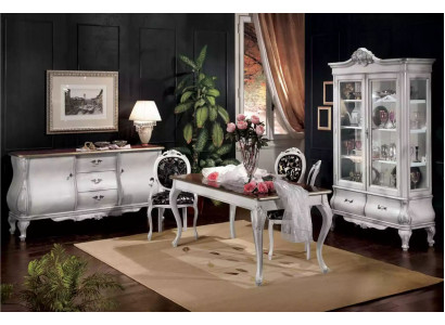 Meubles de salle à manger classiques Table à manger 4x chaises Buffet Vitrine de luxe